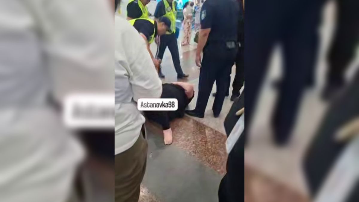 Шумное задержание пассажирки попало на видео в аэропорту Астаны